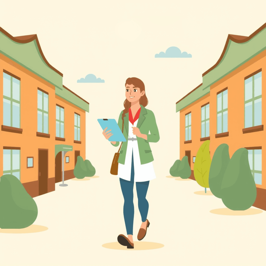 Instructional coach visiting classrooms